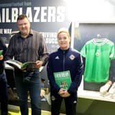 Julie Nelson, photographer William Cherry, writer Nigel Tilson and Marissa Callaghan at the launch of ‘A New Dream’, which charts Northern Ireland’s remarkable journey to UEFA Women’s Euro 2022.