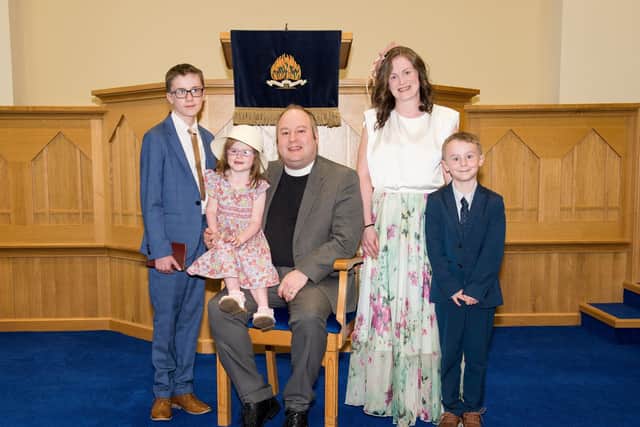 Rev Carscadden, his wife Rhonda and their children John, Isla-Grace and George