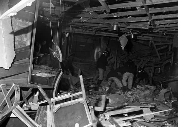 Firemen search through debris in the heart of Birmingham city centre following an IRA bomb attack. Two crowded pubs were blown apart in November 1974, resulting in the deaths of 21 people and leaving almost 200 injured.     Picture: PA Archive