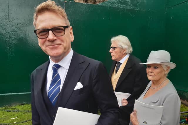 Ken Branagh and Dame Judi Dench leave Westminster Abbey after the coronation service