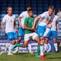 Shea Charles playing for Northern Ireland's U19s during a friendly against Faroe Islands at Mourneview Park in Lurgan in September 2021. (Photo by Jonathan Porter/PressEye)