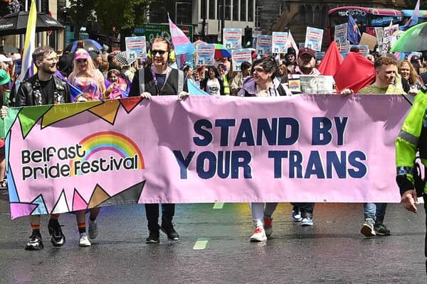 People taking part in the Belfast Pride Parade 2023