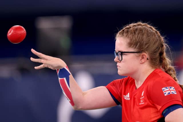 Britain's Claire Taggart won gold at the Boccia World Championships in Rio de Janeiro in Brazil on Saturda. (Photo by BEHROUZ MEHRI/AFP via Getty Images)