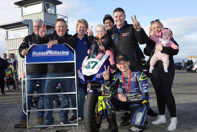 Richard Cooper clinched a four-timer at the Sunflower Trophy meeting after winning both Supersport (BPE Yamaha by Russell Racing) and Supertwin (J McC Roofing/KMR Kawasaki) races. Picture: Stephen Davison