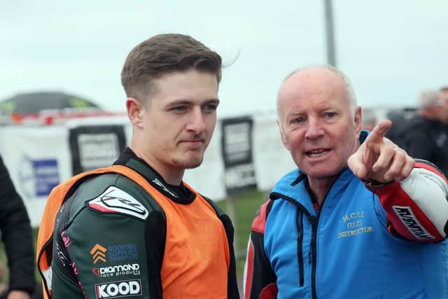 Franco Bourne (left) with Team ILR owner Ian Lougher. (Photo by Stephen Davison/Pacemaker Press)