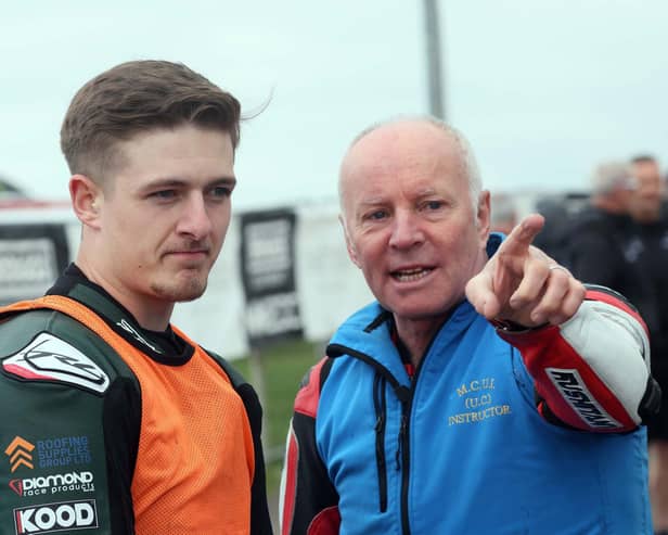 Franco Bourne (left) with Team ILR owner Ian Lougher. (Photo by Stephen Davison/Pacemaker Press)