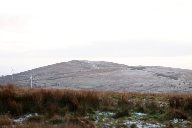 Frost covered hills as seen from Divis mountain in Belfast.