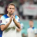 England’s Harry Kane applauds the fans after the Group B game against Iran, which England won 6-2 on Monday.