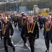 Members of the Apprentice Boys of Derry taking part in the Annual Shutting of the Gates Parade in Londonderry.