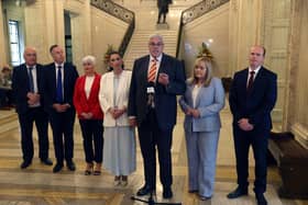 DUP leader Gavin Robinson announced an independent review in the wake of Jeffrey Donaldson's conviction. Pic: Liam McBurney/PA Wire