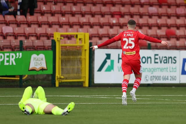 Ronan Hale opens the scoring for Cliftonville against Coleraine at Solitude