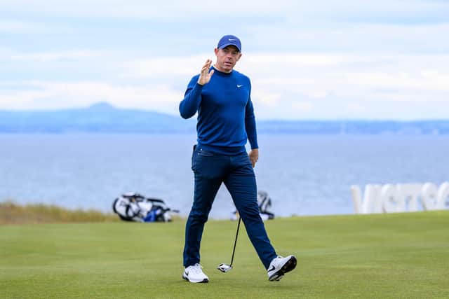 Rory McIlroy on the 12th hole on day one of the Genesis Scottish Open 2024 at The Renaissance Club, North Berwick. PIC: Malcolm Mackenzie/PA Wire.
