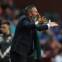 Rangers manager Derek McInnes reacts on the touchline during the Europa League qualifying match at Ibrox Stadium