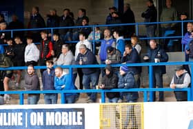 A section of the Glenavon support during a Sports Direct Premiership game this season at Mourneview Park. (Photo by Alan Weir/Pacemaker Press)