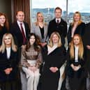 DWF has expanded in Belfast by adding 20 new people to its office this year. The new hires include five newly qualified solicitors. Pictured are Belfast managing partner, Julie Galbraith with the five newly qualified solicitors and the 15 new legal professionals
