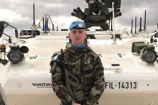 Undated handout photo issued by Defence Forces of Private Sean Rooney of Newtowncunningham in Co Donegal, the Irish peacekeeping soldier killed in Lebanon. The 23-year-old, who was serving with a UN peacekeeping mission, died when his convoy came under attack.