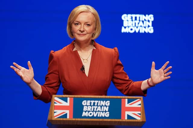 Prime Minister Liz Truss delivers her keynote speech at the Conservative Party annual conference at the International Convention Centre in Birmingham. Picture date: Wednesday October 5, 2022. PA Photo.Photo: Jacob King/PA Wire