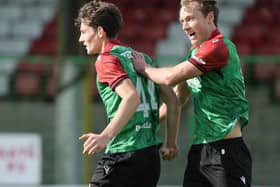 Greg Sloggett (right) made his debut for Glentoran in last weekend's draw at home to Bangor