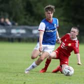 Ceadach O'Neill in action for Linfield at the 2022 SuperCupNI. PIC: Brian Little/PressEye