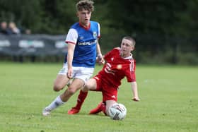 Ceadach O'Neill in action for Linfield at the 2022 SuperCupNI. PIC: Brian Little/PressEye