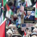 People during a Pro-Palestinian protest outside the US Consulate in Belfast. Picture date: Saturday November 4, 2023. Photo : Peter Morrison/PA Wire