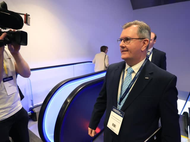 Democratic Unionist Party leader Sir Jeffrey Donaldson during the Northern Ireland Investment Summit 2023 at the ICC, Belfast.