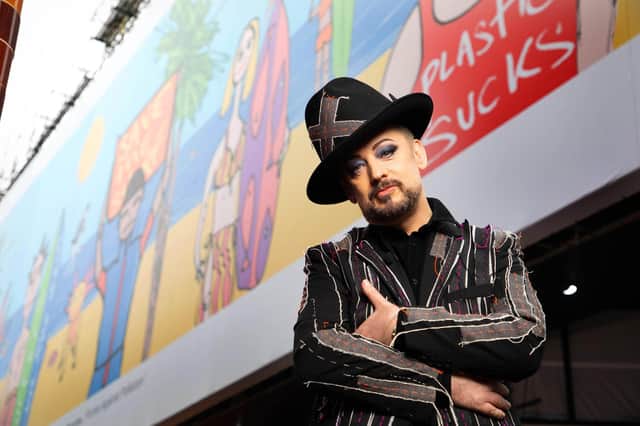 Boy George can be seen practising tapping and face yoga in the jungle
