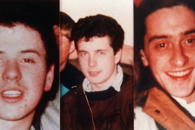 Armed IRA men Peter Clancy, Kevin O'Donnell and Sean O'Farrell were shot dead by security forces in February 1992, while attempting their getaway from a machine-gun attack on a police station. Image: Pacemaker