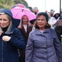 First Minister Michelle O'Neill MLA and Sinn Fein president Mary Lou McDonald were among nationalist leaders at the unnotified protest that blocked Garvaghy Road on Sunday. Photo: Peter Morrison/PA Wire