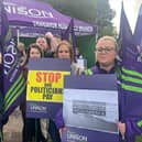 Members of Unison on strike outside Craigavon Area Hospital in Co Armagh, Northern Ireland, as thousands of healthcare workers have begun day two of a 48-hour strike to call for pay parity with health workers in other parts of the UK, as well as increased funding for health services.  Photo: Claudia Savage/PA Wire