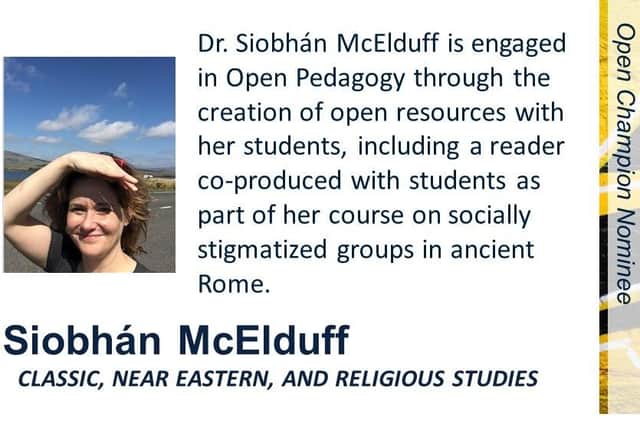 Some details on Dr McElduff's teaching from UBC website
