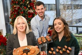 Downpatrick-based Finnebrogue has worked with Asda to produce 10 new Christmas products, bringing the total number of listings for the Downpatrick-based company to 36. Within the new lines, Finnebrogue has put a twist on the Christmas classic pigs in blankets – with two new innovations - cheesy pigs in blankets, as well as Extra Special truffle & parmesan pigs in blankets. Pictured are Cathy Elliott, Asda’s buying manager for NI Local, Andrew Murdoch, Finnebrogue account manager for Asda and Barbara Mullan, Finnebrogue product developer