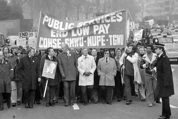 A mass march to Parliament in 1971 as part of a Day of Action against government pay policy