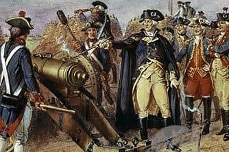 George Washington fires the first American gun in the Battle of Yorktown in 1781
