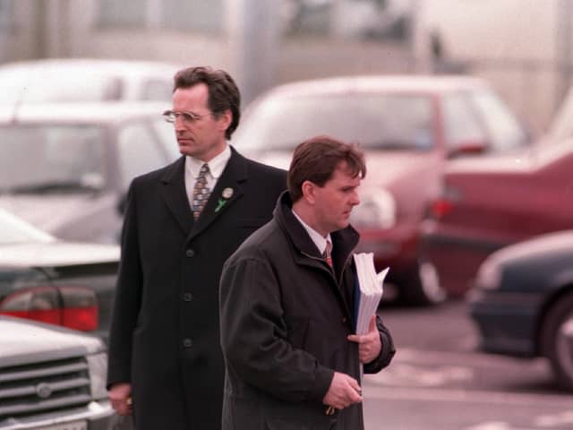 Jeffrey Donaldson walks walks out of the Good Friday negotiations in 1998 after failing to agree with the party's stance on early release for political prisoners. He later joined the DUP which he now leads, and which has to make a hard decision on whether or not to support Rishi Sunak's NI Protocol deal