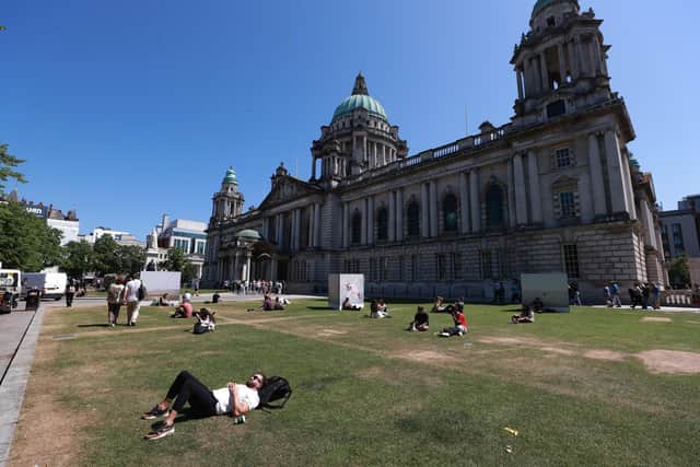 An expected vote in Belfast City Council about the installation of Irish language signs at Olympia Leisure Centre was blocked by the DUP. Pictured is Belfast City Hall.