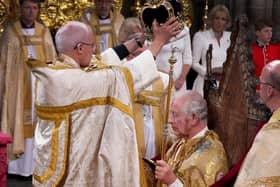 King Charles III is crowned with St Edward's Crown by The Archbishop of Canterbury the Most Reverend Justin Welby during the coronation ceremony in Westminster Abbey, London, earlier this year. Archbishop Welby, in a speech last month to the British-Irish Association (BIA) which focused largely on British identity, said the coronation ceremony had 'consciously and deliberately' drawn on British history