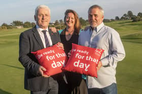 Head of BHF NI Fearghal McKinney with Andrea Bond and Stephen Bond