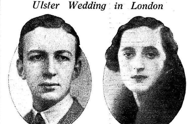 Photographs of Mr Phelim Robert Hugh O'Neill and Miss Clara Blow who were married at St Margaret's Church, Westminster, London, during this week in 1934. These photographs appeared in the News Letter. Picture: News Letter archives/Darryl Armitage