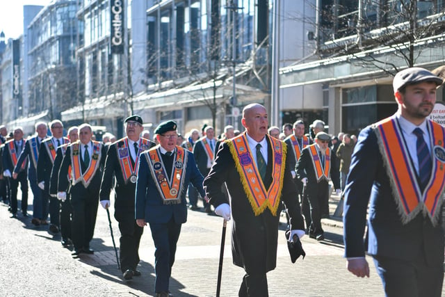 The Orange Order parade and service of remembrance in Belfast on Saturday