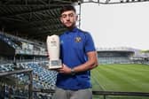 Limavady United’s John Butcher collects his March Championship Player of the Month prize