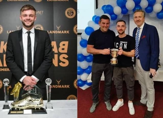 Two Andy's - Ryan and Hoey - collected their club's respective Player of the Year awards: PICS: Larne FC & Loughgall FC