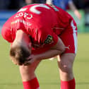 Cliftonville's Odhran Casey shows his frustration during defeat to Dungannon Swifts. PIC: David Maginnis/Pacemaker Press