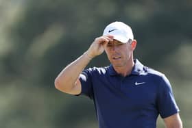 Rory McIlroy acknowledges the crowd on the 18th green during the final round of the 2024 Masters Tournament at Augusta National Golf Club