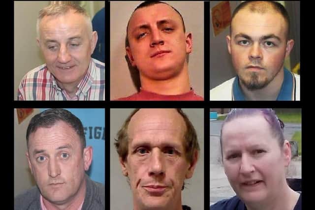 Clockwise from top left: James Meehan / Stasys Martinkus, one of the missing men sought under Op Relentless / Elijah Gavin / Alison McDonagh / Stephen McParland / Pat McCarthy