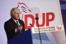 Boris Johnson addresses a DUP conference before he proposed the idea of a border in the Irish Sea. 'Quite a proposal from a so-called pro Unionist Prime Minister!’, writes Lord Empey