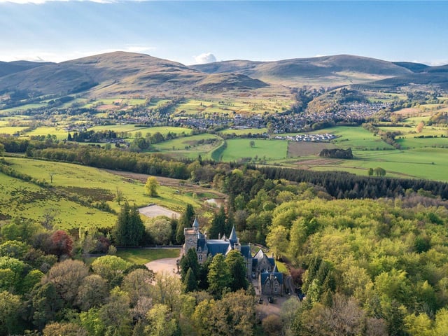 The castle sits in its own grounds near the pretty Clackmannanshire town of Dollar.