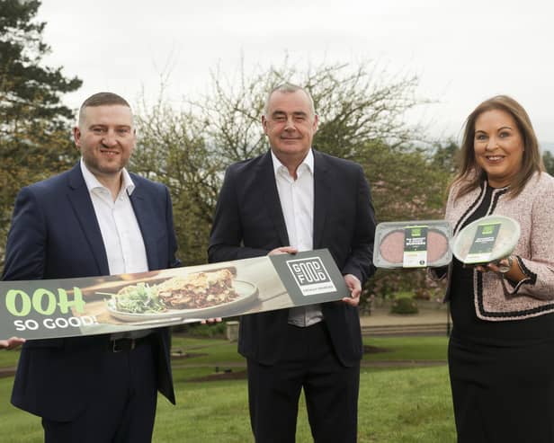 Convenience retail group Musgrave Northern Ireland has announced a £14 million investment in local produce with the launch of a new own-label range, which has been developed especially for SuperValu, Centra and Mace. Pictured are Desi Derby, director of marketing pictured with Trevor Magill, managing director and Julie Cherry, trading director at Musgrave NI