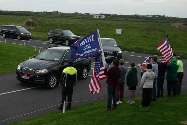 The motorcade of former US president Donald Trump arrives at Trump International Golf Links & Hotel in Doonbeg, Co. Clare, during his visit to Ireland. Picture date: Wednesday May 3, 2023. PA Photo. Photo credit should read: Brian Lawless/PA Wire 