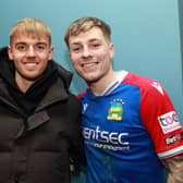 Northern Ireland and Rangers favourite Ross McCausland (left) was back at former club Linfield recently to watch friend and former team-mate Chris McKee score two goals against Warrenpoint Town. (Photo by Colin McMaster/Pacemaker Press)